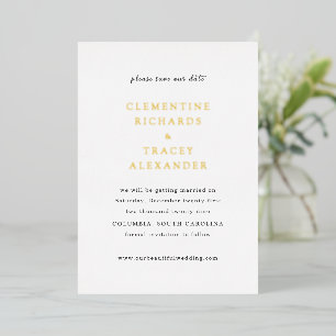Invitación Con Relieve Metalizado Clementine Elegant Modern Wedding Save the Date