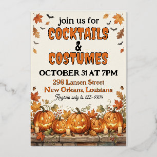 Invitación Con Relieve Metalizado Cliente de fiesta de Halloween de cócteles y disfr