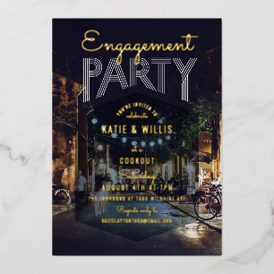 Invitación Con Relieve Metalizado Cocina de la Parte de compromiso