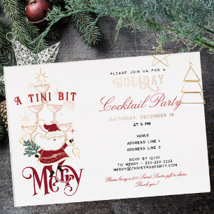 Invitación Con Relieve Metalizado Cóctel para Navidades de oficina Tini Bit Merry Ma