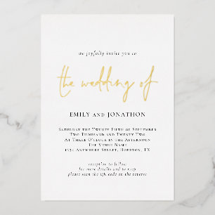 Invitación Con Relieve Metalizado Código QR de boda minimalista elegante real