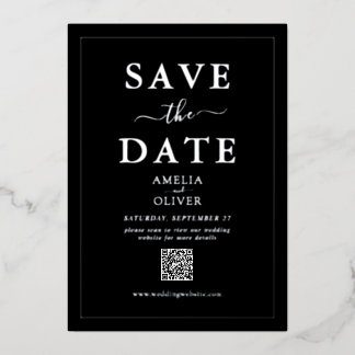 Invitación Con Relieve Metalizado Código QR de papel de plata negro para guardar la 