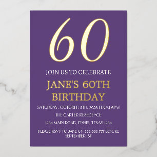 Invitación Con Relieve Metalizado Código QR de Relieve metalizado dorado púrpura mod
