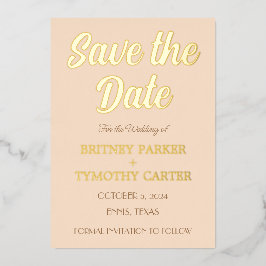 Invitación Con Relieve Metalizado Código QR moderno Foto Champagne Script Boda Foil