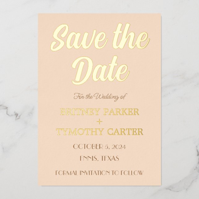 Invitación Con Relieve Metalizado Código QR moderno Foto Champagne Script Relieve me (Anverso)