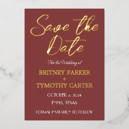 Invitación Con Relieve Metalizado Código QR moderno Foto Vino Burdeos Escritura Boda