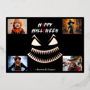 Invitación Con Relieve Metalizado Colaje de fotos familiares espeluznantes de Hallow