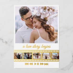 Invitación Con Relieve Metalizado Colaje de Seis Fotos de Película