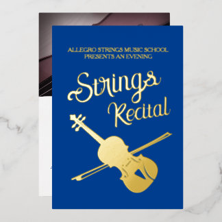 Invitación Con Relieve Metalizado Colas recital violín escuela de música clásica azu
