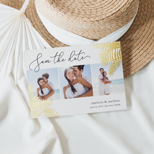 Invitación Con Relieve Metalizado Collage de fotos de follaje tropical Guardar la fe (Subido por el creador)