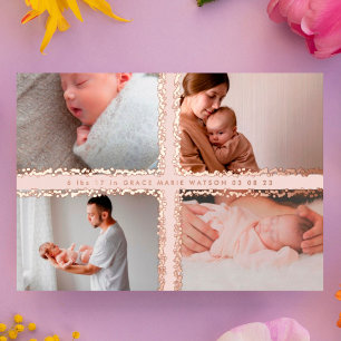 Invitación Con Relieve Metalizado collage de fotos de Relieve metalizado mínimo anun