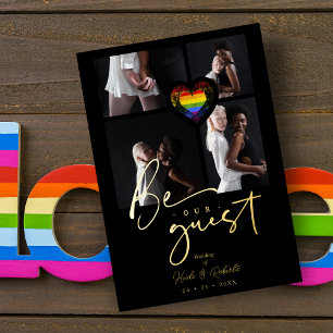 Invitación Con Relieve Metalizado Collage de fotos del Orgullo Arcoiris 4