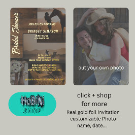 Invitación Con Relieve Metalizado collage de paisajes rurales ducha de novia