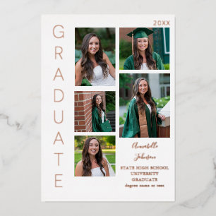 Invitación Con Relieve Metalizado Color Glow - Blanco Graduado 6 Fotos Múltiples