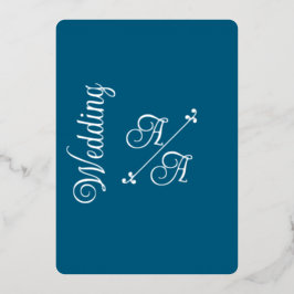 Invitación Con Relieve Metalizado Color sólido turquesa profundo con lámina de plata