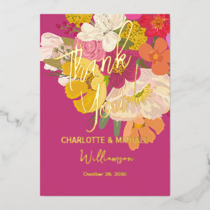 Invitación Con Relieve Metalizado Colorido Verano Floral Garden Wedding Gracias