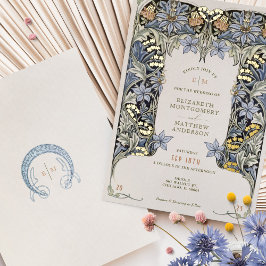 Invitación Con Relieve Metalizado Columbine Morris Vintage Wedding