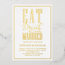 Coma, bebe y sé Boda de tipografía casada