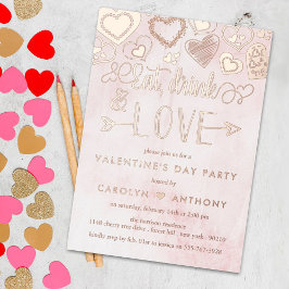 Invitación Con Relieve Metalizado "Comer, beber y amar" El día de San Valentín Fiest