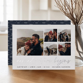 Invitación Con Relieve Metalizado Comienza nuestra aventura | Multi Photo Save The D