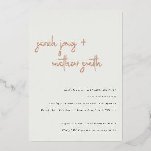 Invitación Con Relieve Metalizado Compromiso de Escritura Minimalista Moderna en Bla