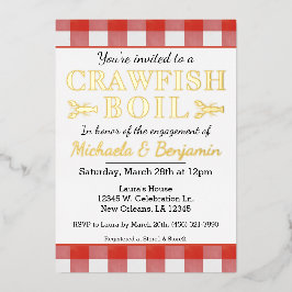 Invitación Con Relieve Metalizado Compromiso de Fiestas de mariscos de langosta picn