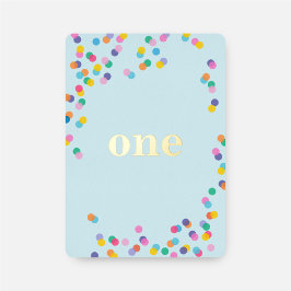 Invitación Con Relieve Metalizado Confeti de Cumpleaños Niño Azul y Dorado Puño