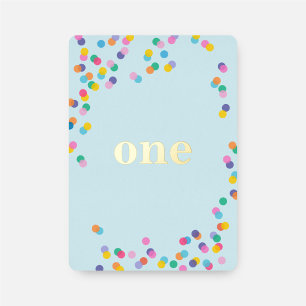 Invitación Con Relieve Metalizado Confeti de Cumpleaños Niño Azul y Dorado Puño