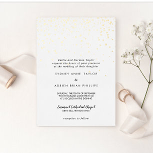 Invitación Con Relieve Metalizado Confeti de Oro Boda Tradicional Oro