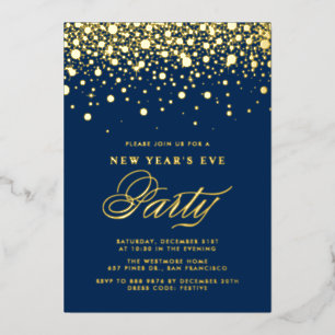 Invitación Con Relieve Metalizado Confeti de puntos de papel de oro azul para fiesta