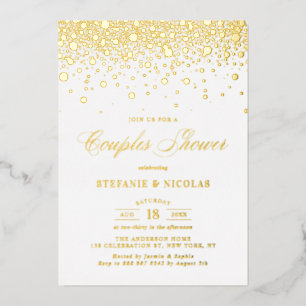 Invitación Con Relieve Metalizado Confeti de puntos de papel de oro real para ducha 
