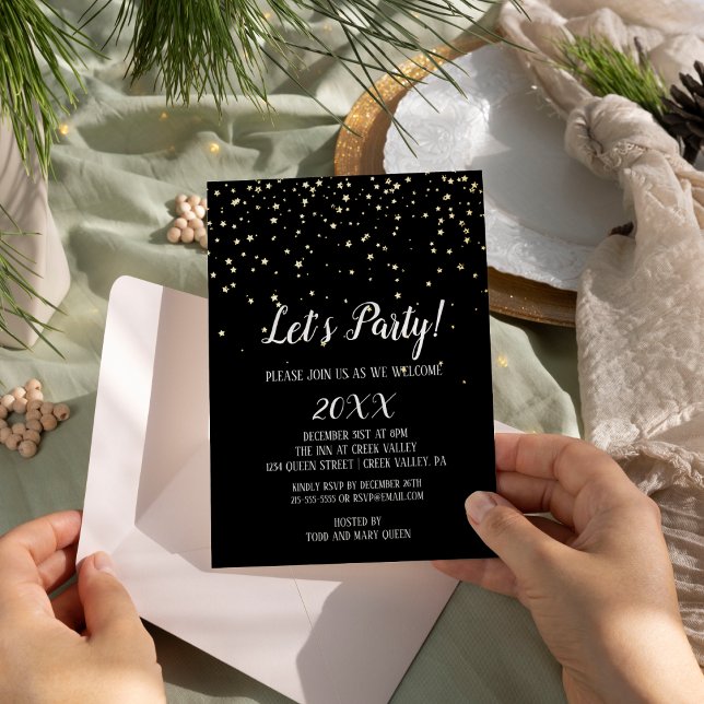 Invitación Con Relieve Metalizado Confetiquemos Fiestas con el oro negro de la víspe (Subido por el creador)