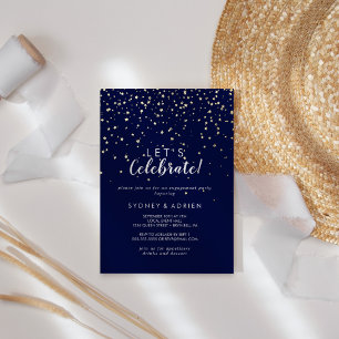 Invitación Con Relieve Metalizado Confetti de oro Armada celebremos el oro Fiesta