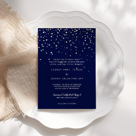 Invitación Con Relieve Metalizado Confetti de oro|Oro Boda tradicional de la marina