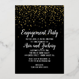 Invitación Con Relieve Metalizado Confetti de oro sobre el oro de la fiesta de compr