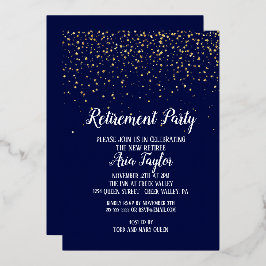 Invitación Con Relieve Metalizado Confetti de oro sobre el oro del Fiesta de Jubilac