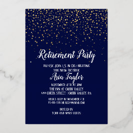Invitación Con Relieve Metalizado Confetti de oro sobre el oro del Fiesta de Jubilac