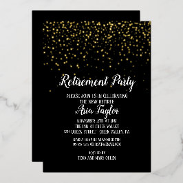 Invitación Con Relieve Metalizado Confetti de oro sobre el oro del Fiesta de Jubilac