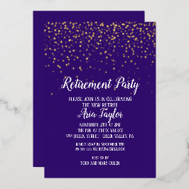 Invitación Con Relieve Metalizado Confetti de oro sobre oro de Fiesta de jubilación