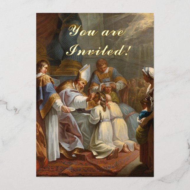 Invitación Con Relieve Metalizado Confirmación (Anverso)