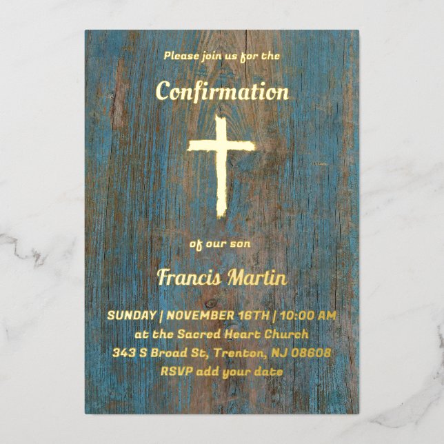 Invitación Con Relieve Metalizado Confirmación (Anverso)