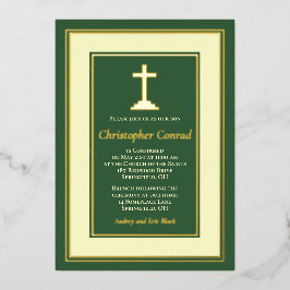 Invitación Con Relieve Metalizado Confirmación católica del Relieve metalizado dorad