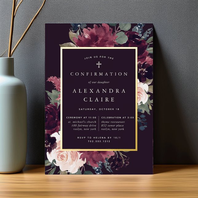 Invitación Con Relieve Metalizado Confirmación de caída de ciruelas (Subido por el creador)