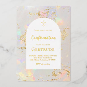 Invitación Con Relieve Metalizado confirmación de fondo opal