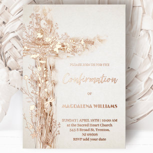 Invitación Con Relieve Metalizado Confirmación de la Santa Cruz