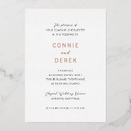 Invitación Con Relieve Metalizado Connie Modern Elegant Wedding