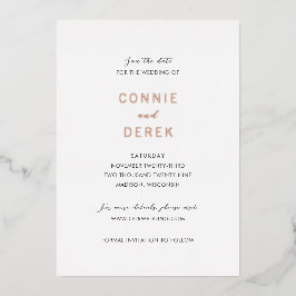 Invitación Con Relieve Metalizado Connie Modern Elegant Wedding Save the Date