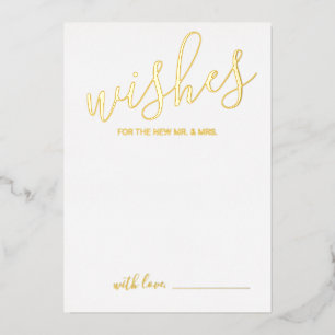 Invitación Con Relieve Metalizado Consejos y Deseos de Boda en Letra Moderna Dorada