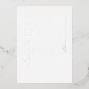 Invitación Con Relieve Metalizado Consejos y Deseos de Boda en Letra Moderna Platead