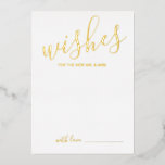 Invitación Con Relieve Metalizado Consejos y deseos de oro para Bodas de guiones mod<br><div class="desc">Añada un toque personal a su boda con un consejo moderno de boda de guiones y una tarjeta de deseos. Esta tarjeta de consejo presenta el título en el Relieve metalizado oro real caligrafía moderna estilo tipo de letra y detalles en Relieve metalizado oro real moderno sans serif estilo tipo...</div>